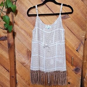 CAbi Tan Patterned Tunic Dress Beach Top Medium